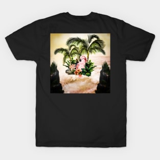 Cute parrot with palm trees T-Shirt